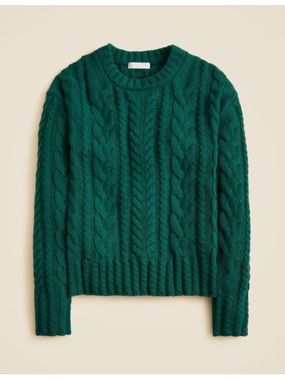BOGO! J. Crew Cotton Cable Knit Crewneck Sweater Green Size Medium
